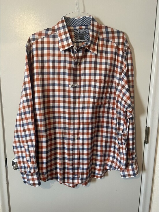Johnson And Murphy Other - Johnston & Murphy Shirt XXL US Blue Check Flip Cuff Button Up Long Sleeve Mens